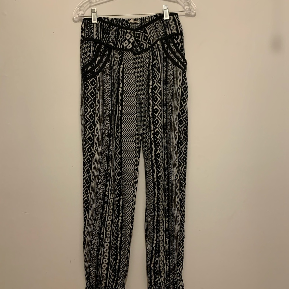 Black and White Flowy Pants